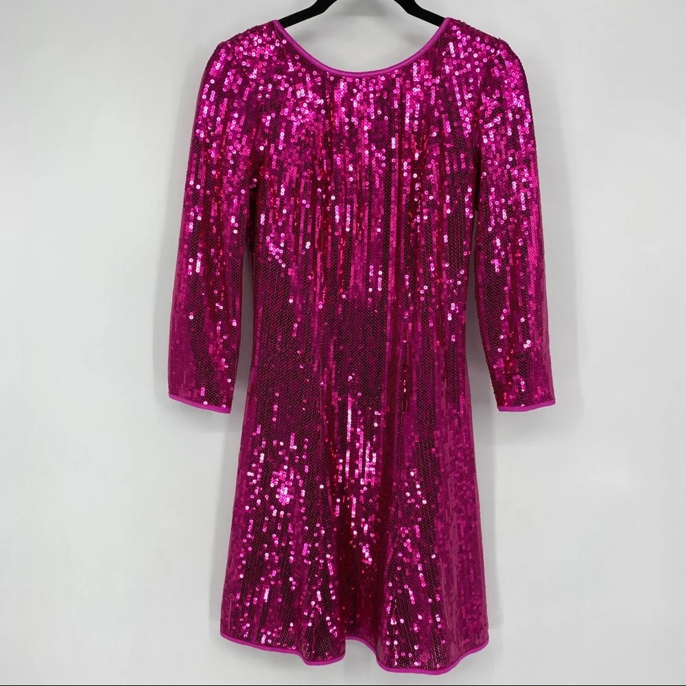 Tadashi Shoji SHO Taylor Sequin Open Back Mini Dress Pink - Picture 3 of 9